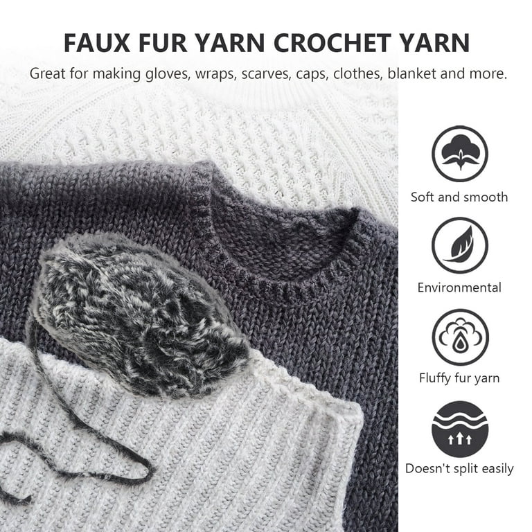 Faux Fur Yarn Chunky Yarn Crocheting Crochet Yarn Knitting Fluffy Yarn  (Black) 