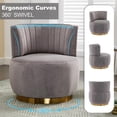 thumbnail image 3 of Tabaray Swivel Barrel Chair,Mid Century Modern Accent Chair,Fluffy Velvet Upholstered Comfy Armchair,Round Sherpa Chair with Gold Base for Nursery,Living Room,Bedroom,Office,Waiting Room, Grey, 3 of 17