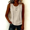 thumbnail image 6 of ClodeEU Women's Round Neck Sleeveless Tank Top,Casual Loose Fit Solid Color Blouse with Button for Summer Khaki,Women's Plus S, 6 of 6