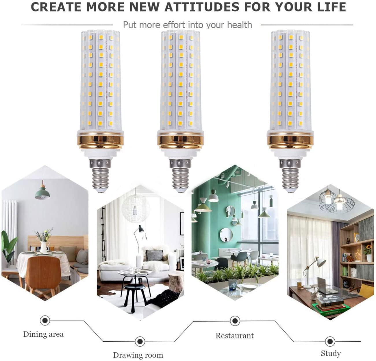 ABCISI E12 LED Light Bulbs,20W Candelabra LED Bulbs 180 Watt Equivalent - 88 LEDs 2835 SMD 1800lm 6000K Daylight White Decorative Candle Base E12 LED Chandelier Bulbs,AC85-265V, 4 Pack,
