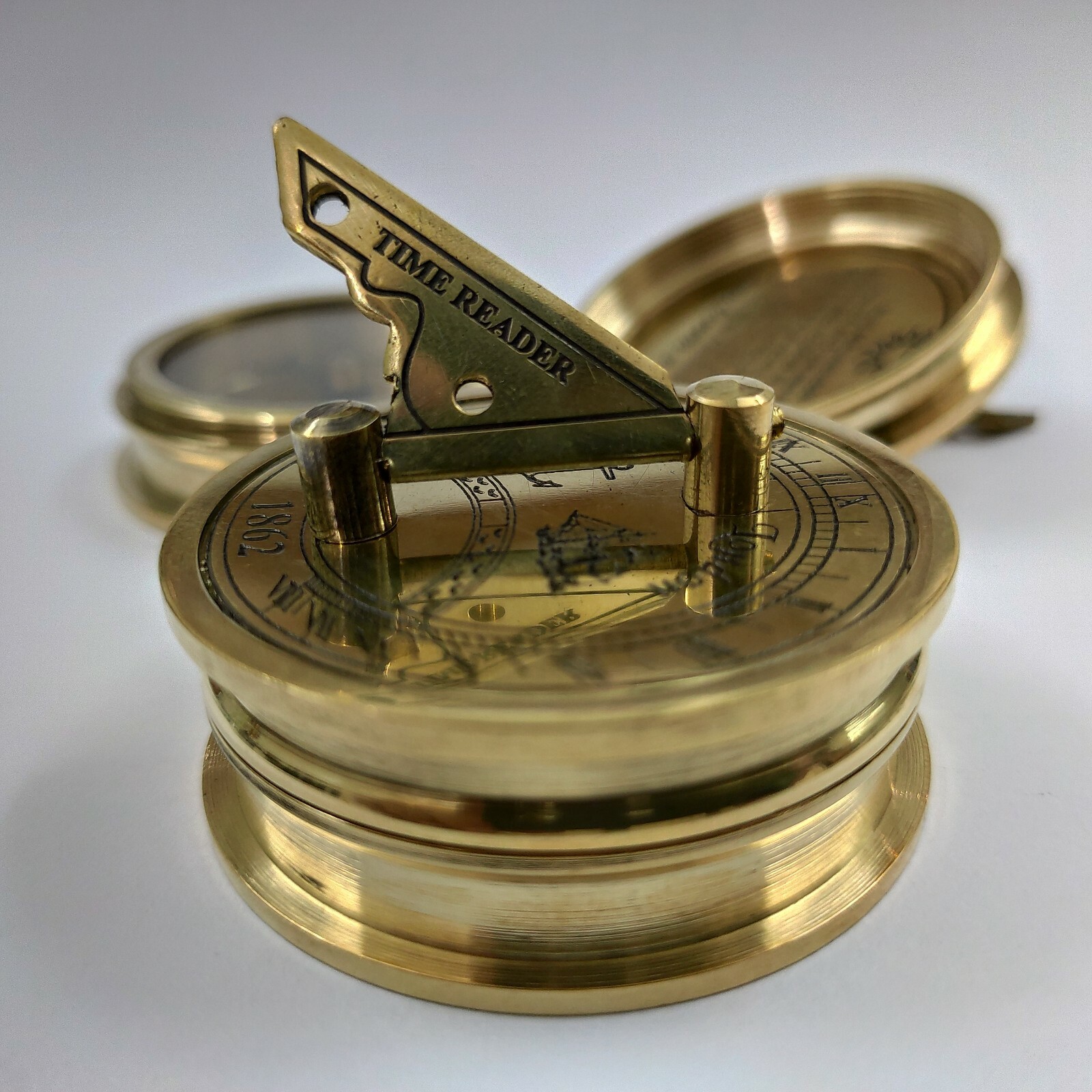 Brass Sundial Compass Maritime Collectible