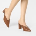 thumbnail image 2 of BLISSFUL STEP Mules à Talon Épais à Bout Pointu pour Femmes Brun (Taille 11), 2 of 7