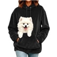 thumbnail image 2 of FRSASU Women's Cat Hoodie with Pouch Oversized Kangaroo Pocket Dog Pouch Sweatshirts Pet Carrier Animal Holder Long Sleeve Pullover Black, 2 of 8