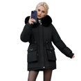 thumbnail image 4 of Chaqueta de algodón para mujer, de largo medio, más chaqueta de algodón aterciopelada, cintura suelta, chaqueta de algodón hacia abajo, 4 of 5