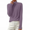 thumbnail image 4 of Fshiont Women's Turtleneck Sweater Long Sleeve Casual Knit Pullover Chunky Fall Winter Jumper Top 2025 Purple 3XL, 4 of 6