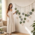 thumbnail image 4 of Handwoven Boho Leaf Wall Hanging with Wooden Beads and Layered Tassels, Cotton Macrame Tapestry for Bedroom Living Room Hotel Rustic European Decor, 4 of 7