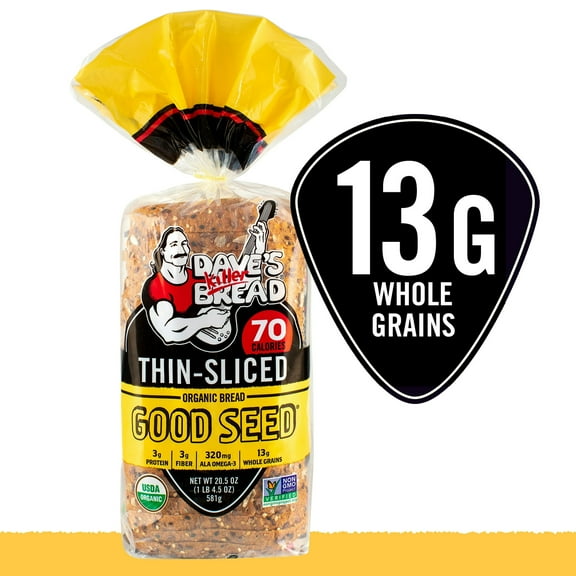 Dave's Killer Bread Thin-Sliced Good Seed Organic Bread 20.5 oz Healthy Whole Grain Bread (Pack of 4)