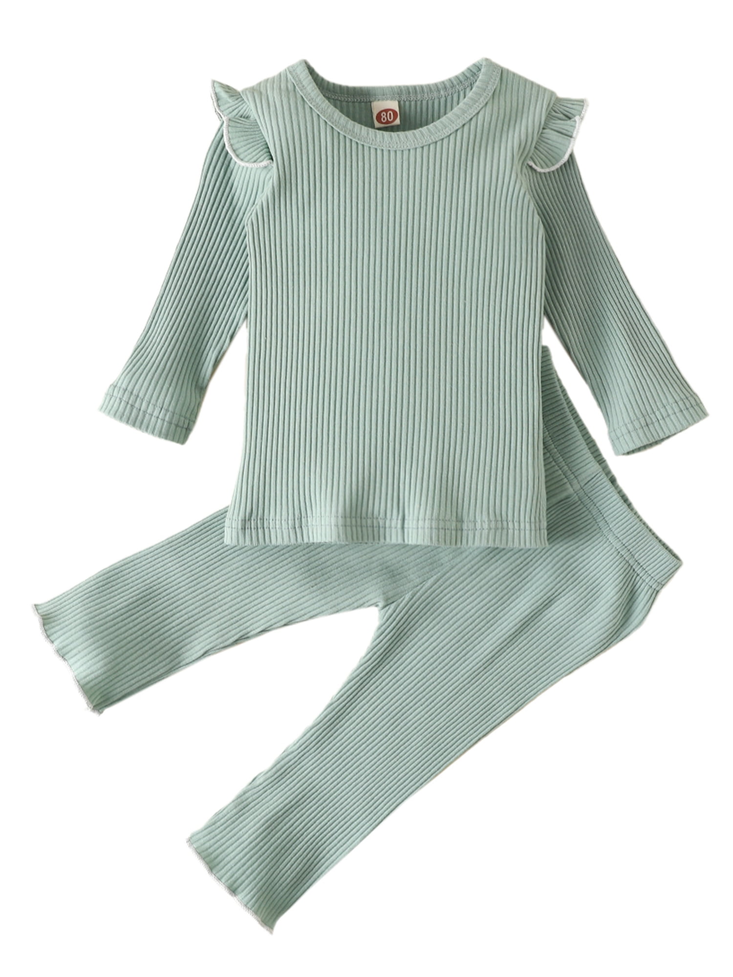 Pudcoco Kids Sleepwear Set Toddler Ruffle Fly Sleeve Top T-Shirt Long ...