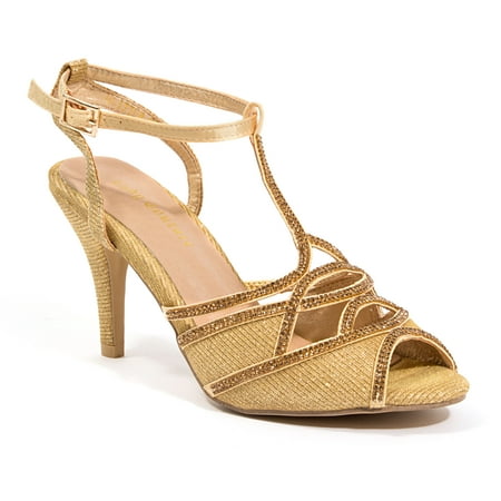 

Lady Couture Glitter Ankle Strap Stiletto Sandal Gold 35