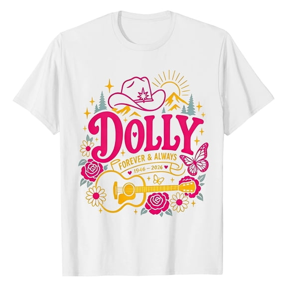 Mens Dolly Memorial T-Shirt Crewneck Graphic Tees Tshirt Casual Country Music Shirt Top For Band Music Lovers Men Short Sleeve Blouse White 4XL
