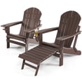 thumbnail image 5 of Gymax 2PCS Folding Adirondack Chair HDPE Patio Lounge Chair w/ Retractable Ottoman Coffee, 5 of 6