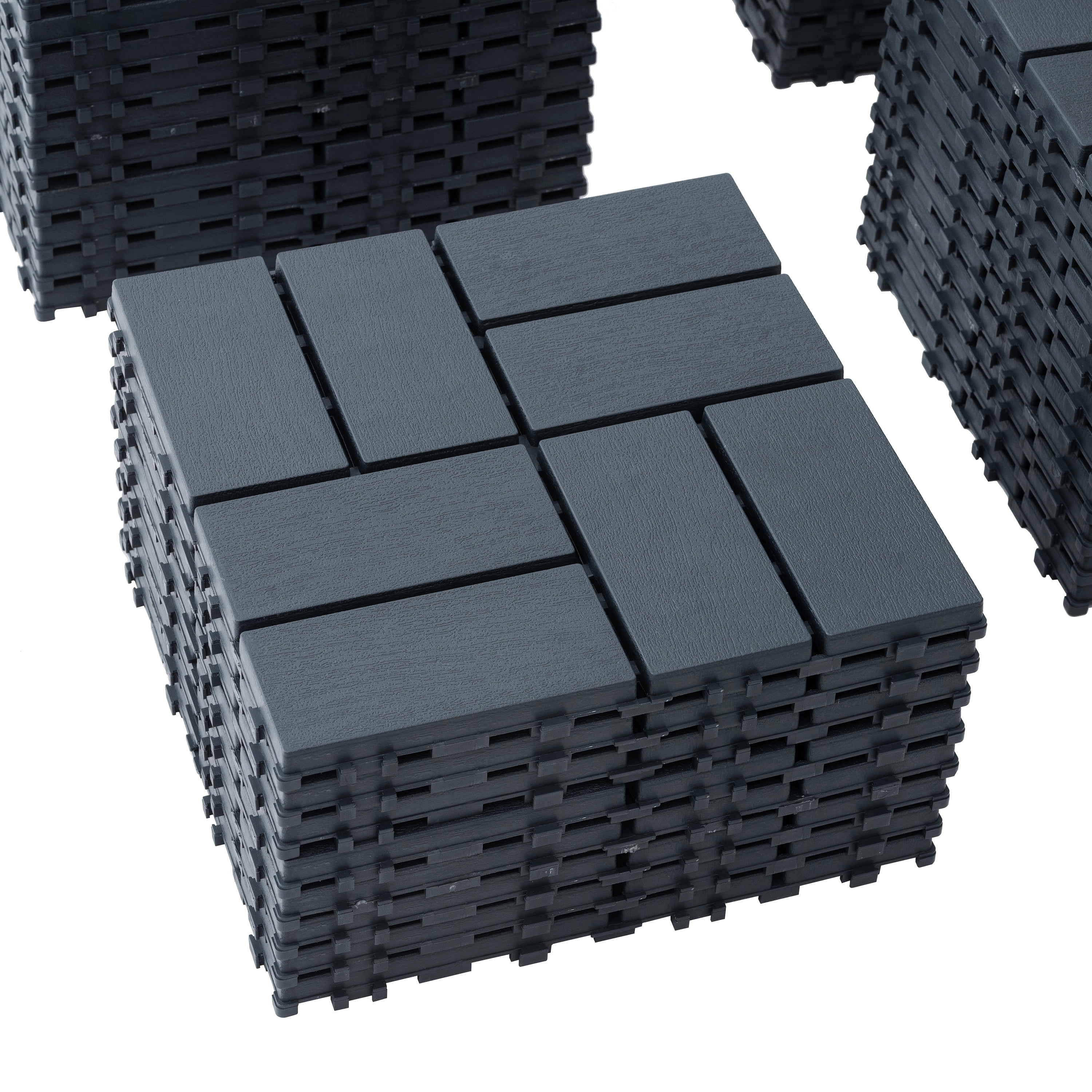 Deck Tiles 44 Pack 12"x12" Waterproof All-Weather Outdoor Floor Tiles, PP Interlock Patio Tiles for Poolside Balcony Backyard Garden Porch Bathroom