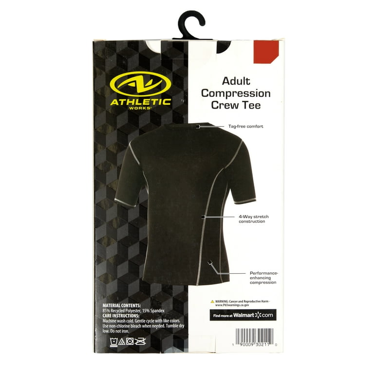 Athletic Works Adult Compression Crewneck Tee XL Black Unisex