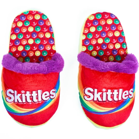 ODD SOX – Skittles Fuzzy Slippers Large for Men & Women – Soft Plush Indoor Slides, Cozy Gift Idea