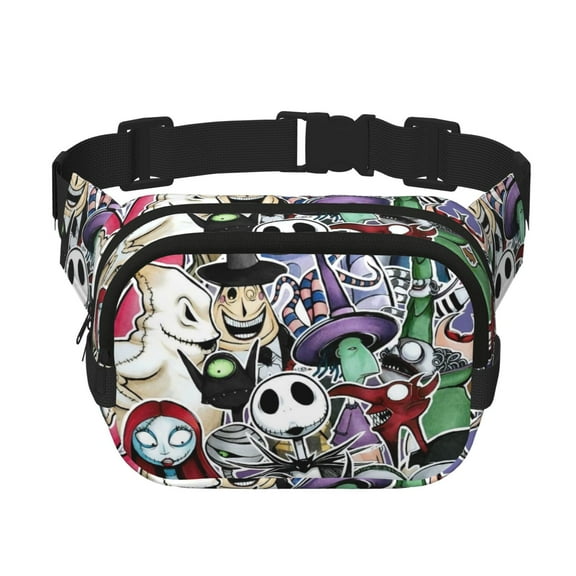Oogie-Boogie Fanny Pack Belt Bag Fashion Waist Pouch Adjustable Strap Square Double Layer for Outdoor Sports