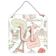 Carolines Treasures CJ2002-UDS66 Letter U Love In Paris Pink Wall and Door Hanging Prints