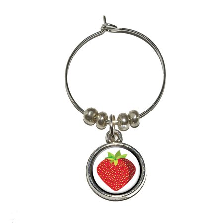 Frit Glass - Strawberry Fruit Wine Glass Charm