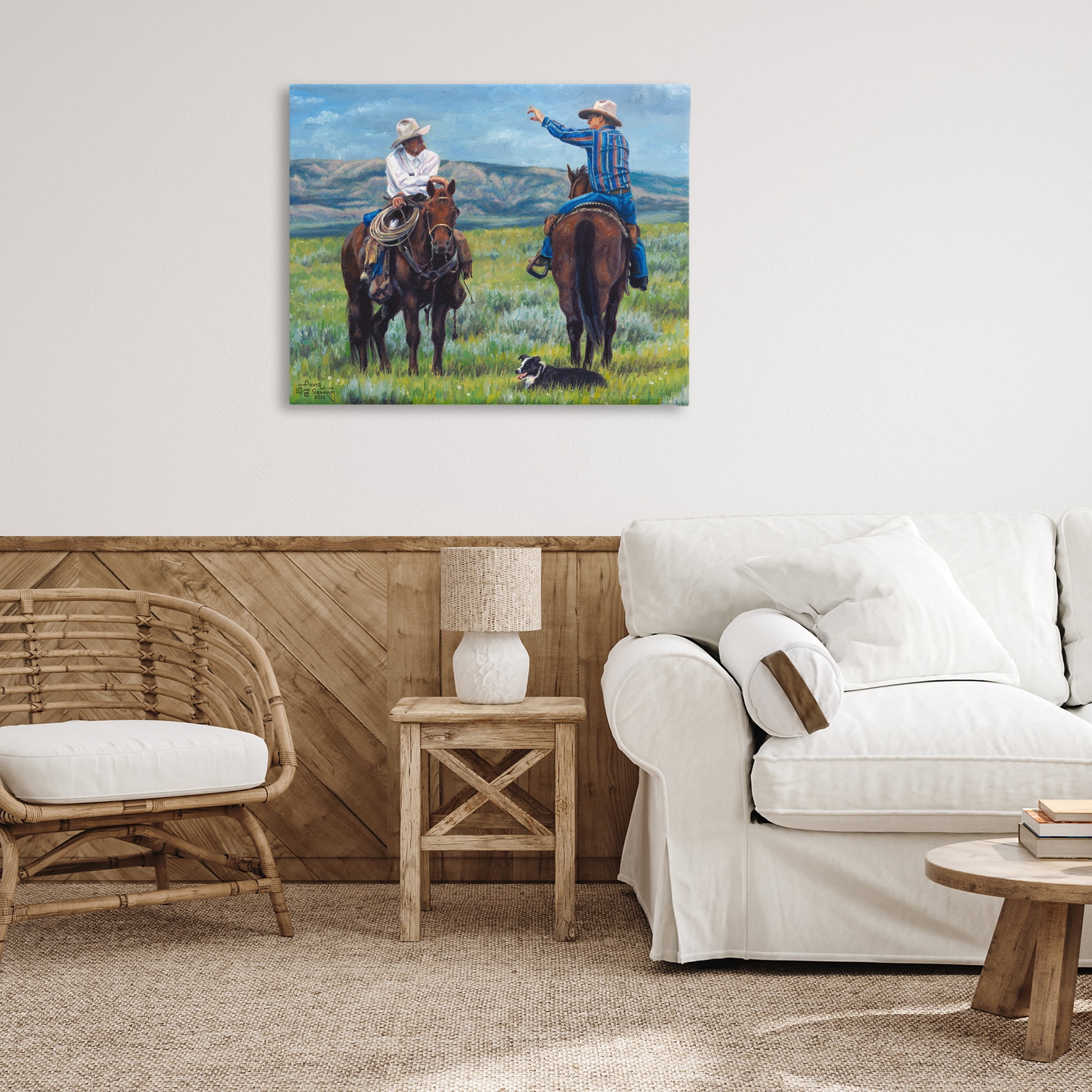 Stupell Industries Cowboy Logic Scene Animals & Insects Painting Gallery Wrapped Canvas Art Print Wall Art, 40 x 30