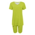 thumbnail image 4 of LOVZFMLL Two Piece Sets for Women Oversized V Neck Basic T-Shirt and Biker Shorts Matching Short Sets Summer Casual Outfits Loungewear Green E XXL, 4 of 4