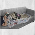 thumbnail image 6 of Birthday Soft Flannel Fleece Throw Blanket, Animal Dog Smiling Pug with Party Balloons Greeting Card Inspired Design, Cozy Plush for Indoor and Outdoor Use, 60" x 80", Multicolor, by Ambesonne, 6 of 6