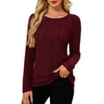 thumbnail image 3 of JYLFC Women Casual Long Sleeve Crew Neck Pullover Sweaters Burgundy XL, 3 of 7