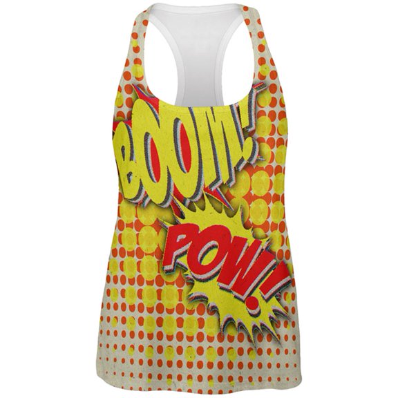 Halloween Boom Pow Vintage Comic Book Costume All Over Womens Work Out Tank Top Multi MD