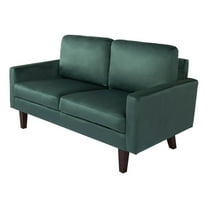 Pemberly Row Velvet Loveseat Modern Sofa with Wooden Legs-Green