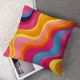 thumbnail image 7 of PIKWEEK Akame Retro 70s Pink and Orange Swirls Throw Pillow Covers Cozy Square Throw Pillow Case Home Decorative for Bed Couch Sofa Living Room Cushion Cover 18inchX18inch,Geometric, One Size White, 7 of 7