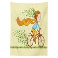 thumbnail image 3 of Ambesonne Bicycle Tablecloth Rectangular Table Cover, Girl Bike Autumn Leaves, 60"x90", Multicolor, 3 of 4