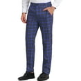 thumbnail image 5 of INSPIRE CHIC Men's Dress Pant Flat Front Stretch Business Plaid Pants 30 Purple Navy, 5 of 7