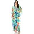 thumbnail image 5 of Sakkas Yeni Women's Short Sleeve V-neck Summer Floral Long Caftan Dress Cover-up - 461 - One Size, 5 of 5