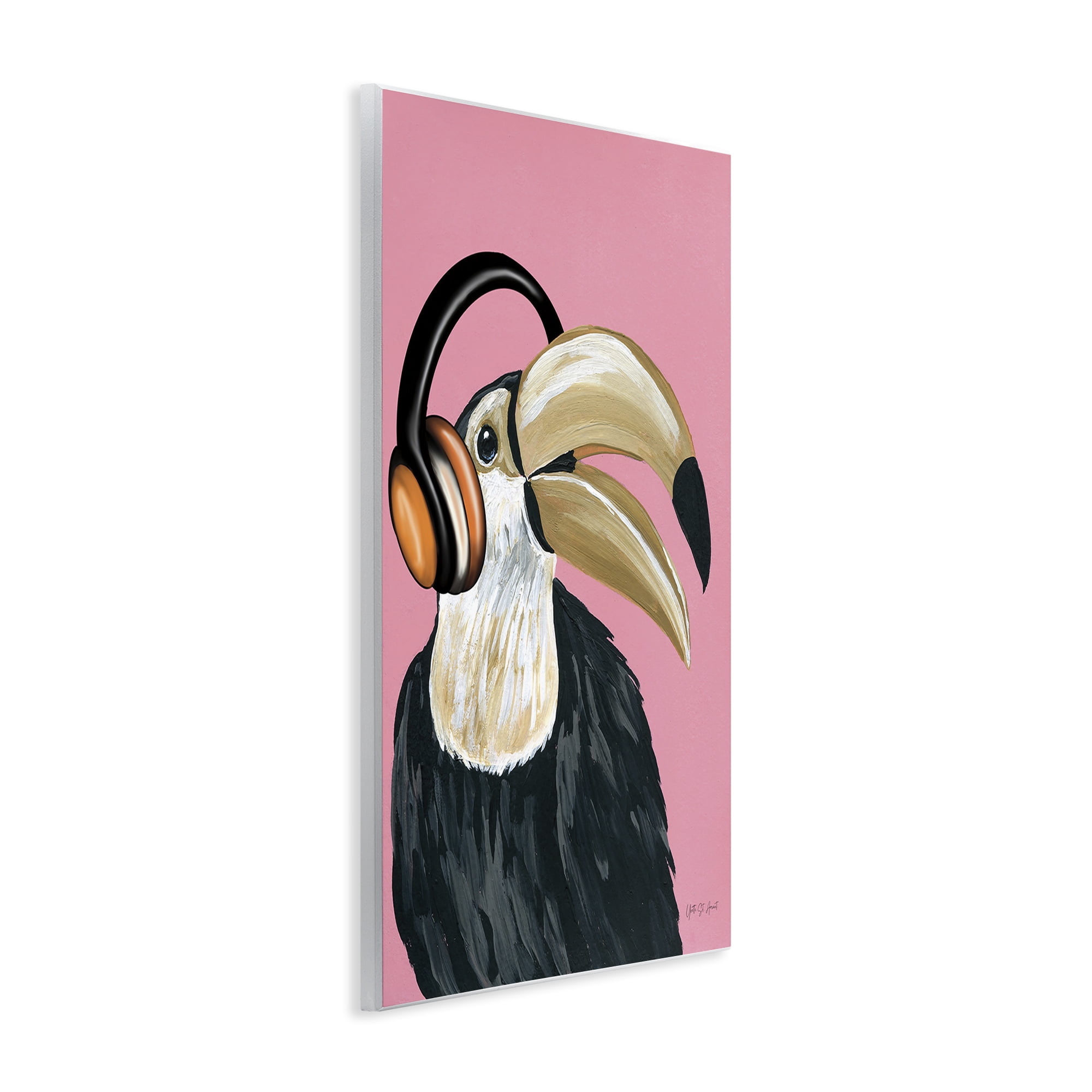 Stupell Industries Toucan & Music Headphones Animals & Insects Painting Unframed Art Print Wall Art, 13 x 19