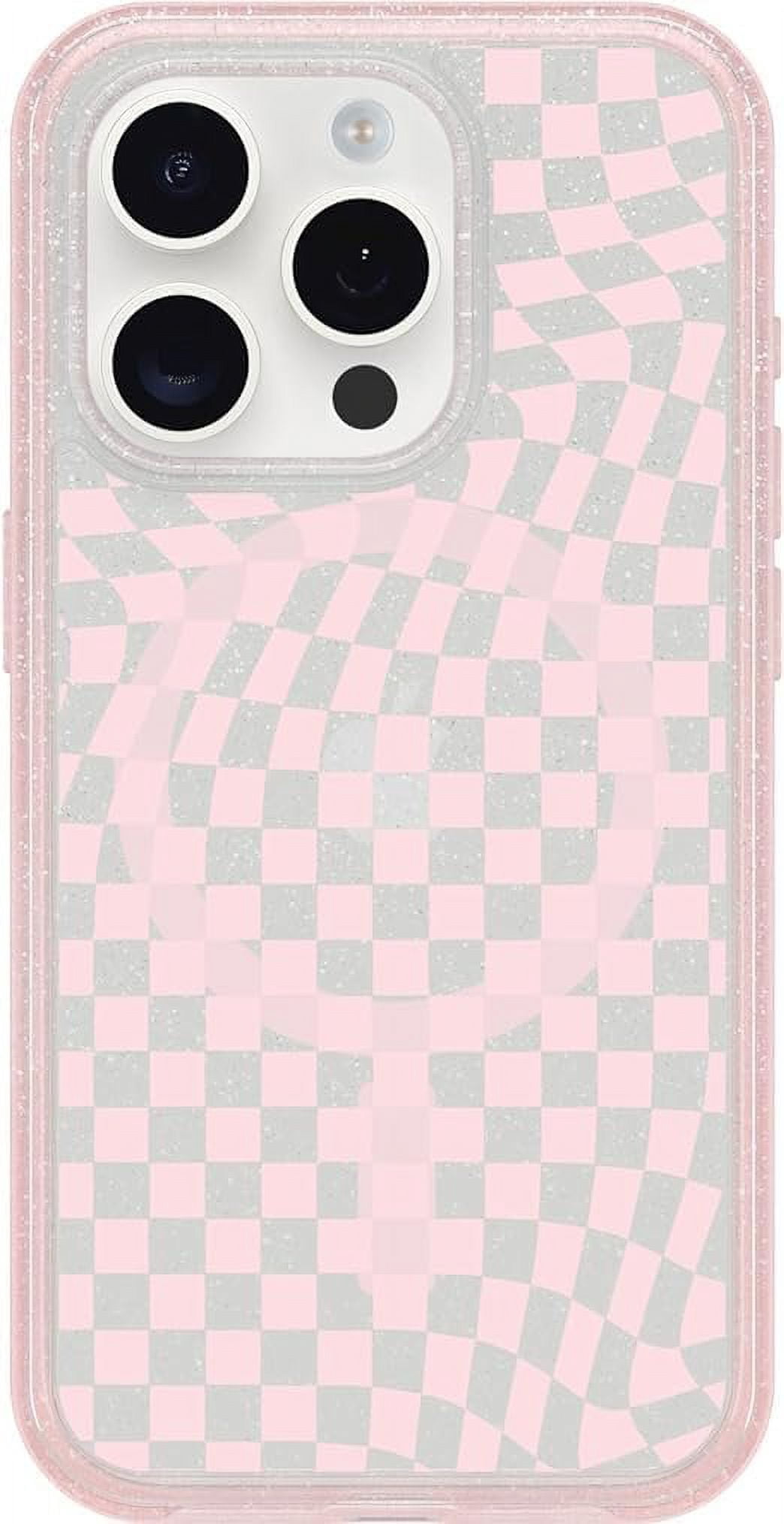 OtterBox iPhone 14 Pro Only - Symmetry Clear Series+ Case - Checkmate Pink - Ultra-Sleek - Snaps to MagSafe - Raised Edges Protect Camera & Screen - Non-Retail Packaging