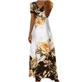 thumbnail image 2 of EGNMCR Robes de Vacances pour Femmes Robe Décontractée à Manches Courtes Imprimée Col en V Printemps et Été, 2 of 6