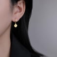 thumbnail image 3 of 925 Sterling Silver CZ Clover Hoop Earrings Dangle for Women Teens Lucky Clover Leaf Huggie Earrings Flower Drop, 3 of 12