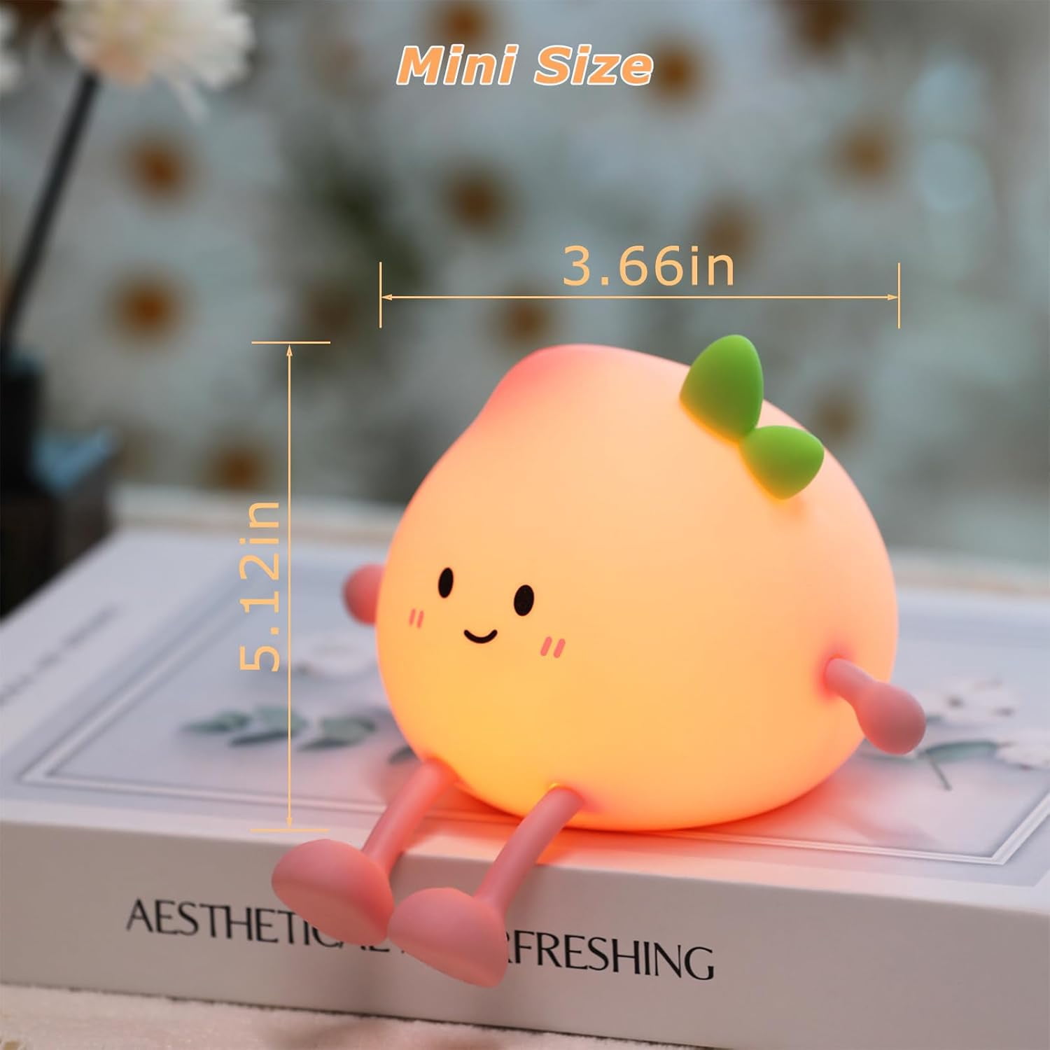 Night Light for Kids, Cute Peach Soft Silicone Nursery Light with 7 Colors & 3 Levels Adjustable Warm Light, Rechargeable Touch Control Pat Light, Bedside Baby Night Light Gift for Kids (Multicolour)