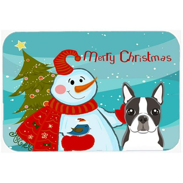 Carolines Treasures BB1823LCB Bonhomme de Neige avec Boston Terrier Planche à Découper en Verre-Grande