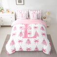 thumbnail image 2 of Homewish Bowknot Monogrammed L Queen Bedding Sets, Cartoon Christmas Tree Sheet Sets, 7pcs, 2 of 7