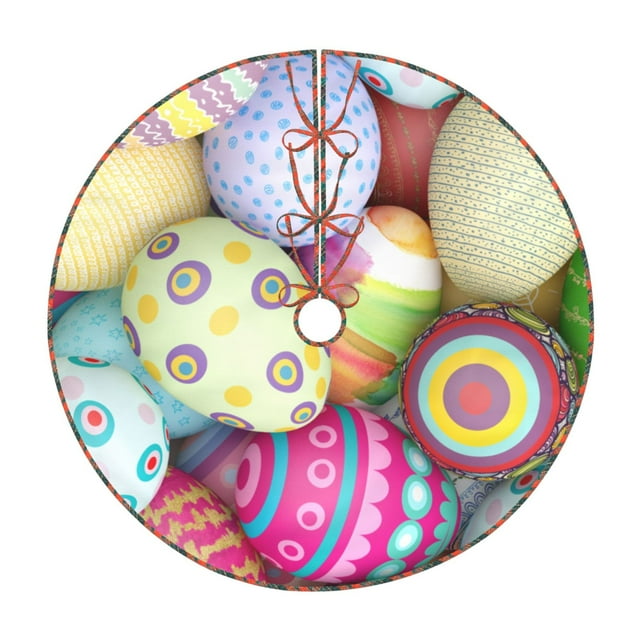 Fotbe Colorful Easter Eggs Pattern Christmas Tree Skirt, Tree Skirts Plush Christmas Decorations, Christmas Tree Skirts Xmas Decorations Holiday Party Decor-36"