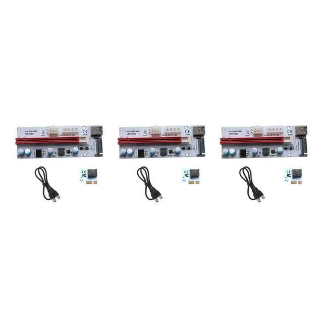Maytalsory PCI-E Riser Board 1x to 16x Extender Adapter with 6-pin 4-pin SATA Interface red 3Set