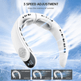thumbnail image 3 of Portable Fan, Rechargeable Hands Free Bladeless Neck Fan 360° Cooling 3 Speeds for Travel Gifts for Women Men White, 3 of 7