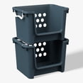 thumbnail image 3 of Mainstays Kids Large Blue Stackable Plastic Open-Front Toy Storage Basket with Handles, 3 of 7