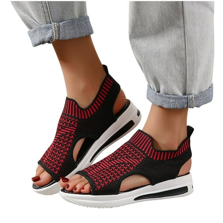 

Summer Ladies Women Thick Soled Shoes Fish Mouth Casual Net Cloth Sandals