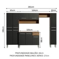 thumbnail image 3 of Cocina Integral Completa 261cm Emilly Hit Madesa 01 - Marrón/Negro, 3 of 8