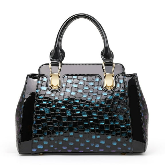 High-end genuine leather crocodile-print tote bag with shoulder strap and single strap, large capacity.