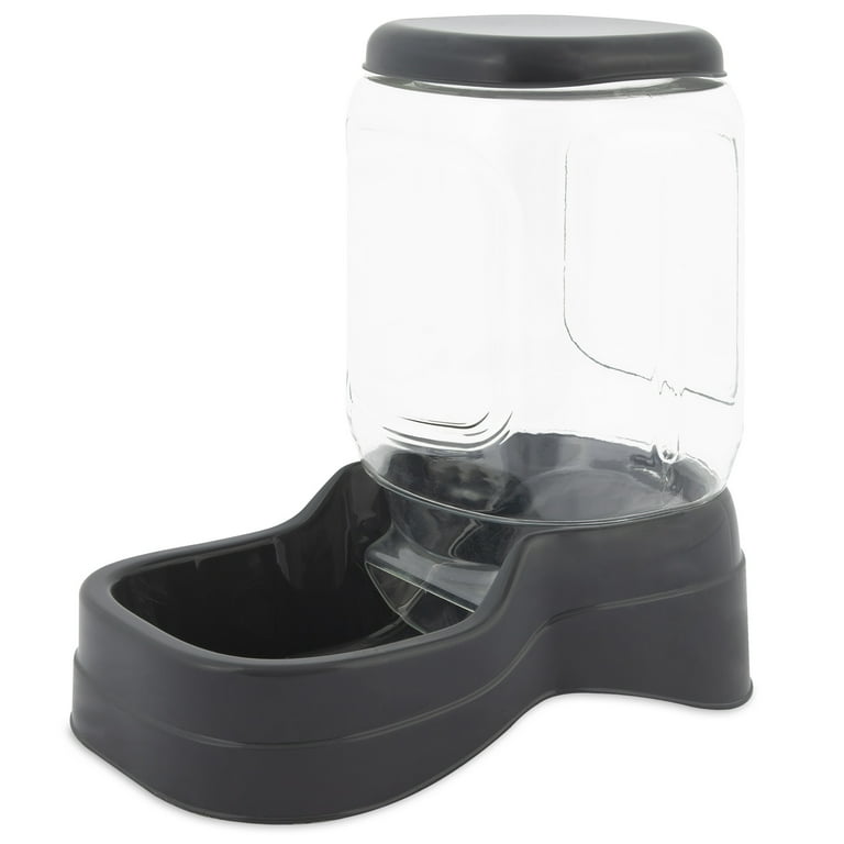 Vibrant Life Medium Gravity Pet Feeder - Dark Gray Base & Clear Bottle - 5 lb