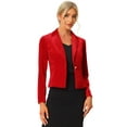 thumbnail image 1 of Chaqueta De Traje De Oficina De Negocios Con Solapa Y 1 Botón De Terciopelo Para Mujer Rojo XS, 1 of 5