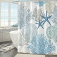 thumbnail image 2 of Jbralid Nautical Coastal Shower Curtain, Ocean Beach Seashell Starfish Shower Curtain for Bathroom Decor, Marine Underwater Waterproof Fabric Shower Curtain Set with Hooks, 72x72, Blue, 2 of 5