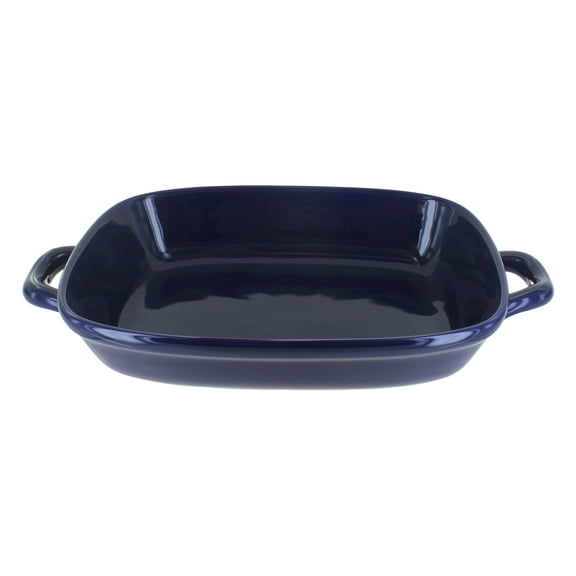 Blue Rose Polish Pottery Cobalt Large Baker With Handles