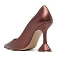 thumbnail image 3 of FSJ Women Classic Pointed Closed Toe Slip On Pumps Unique Flared High Heel Sexy Ladies Party Wedding Office Basic Dress Shoes Size 12 Brown, 3 of 4